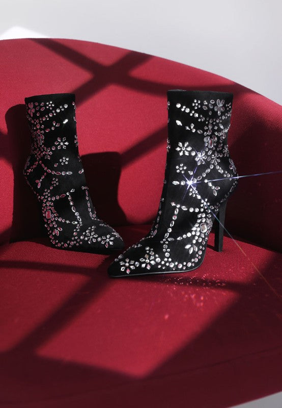 Dunari Diamante Embellished Microfiber Boots