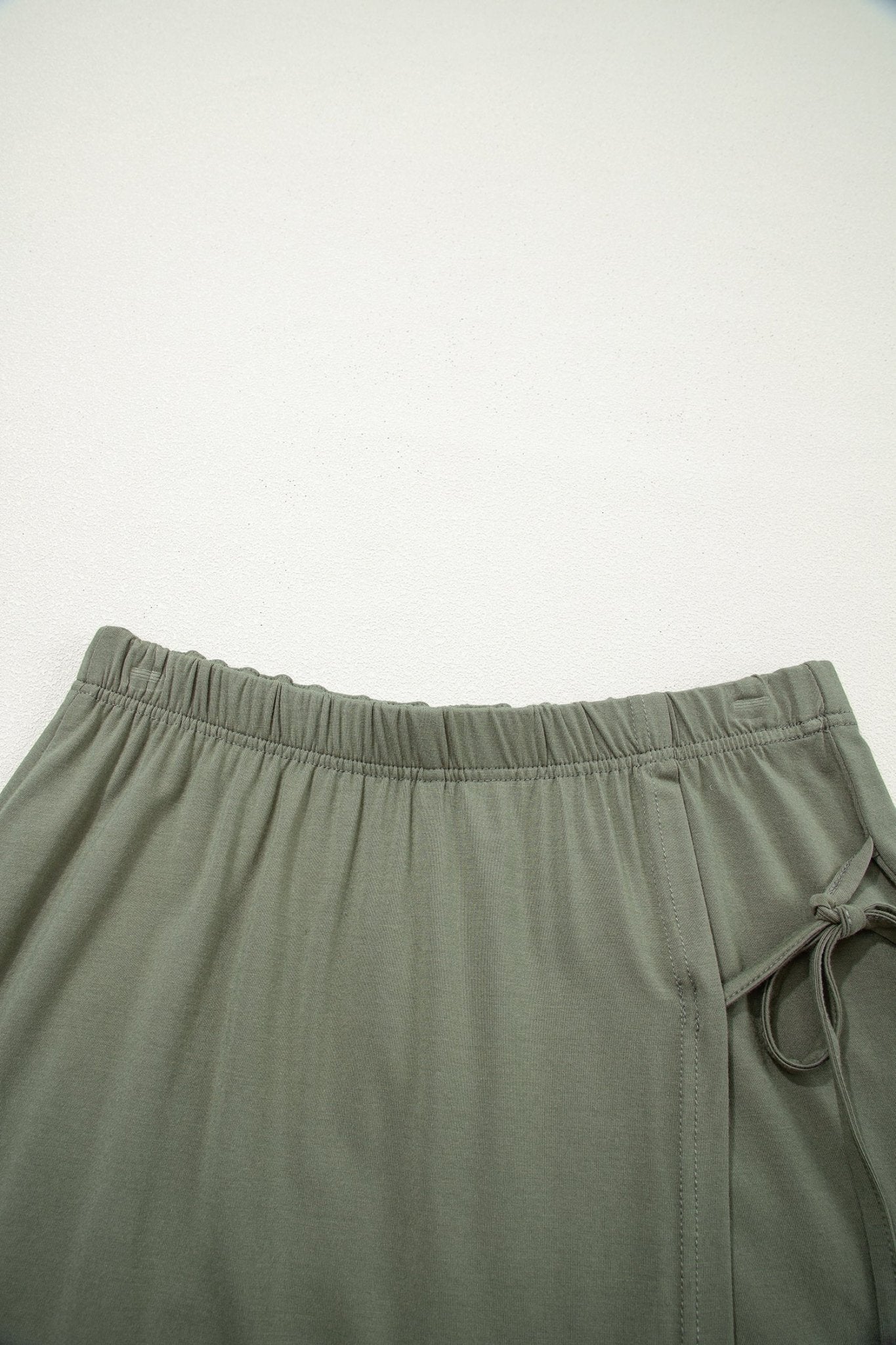Laurel Green Solid Color Oversize Tee Tie Wrap Mini Skort 2pcs Set - Loving It Shop