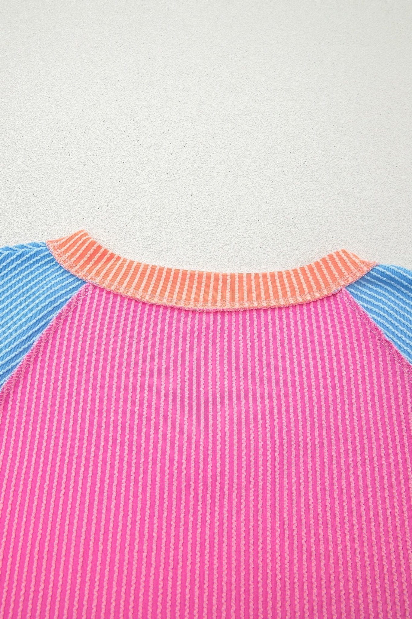 Rose Red Color Block Twisted Ribbed Tee - Loving It Shop