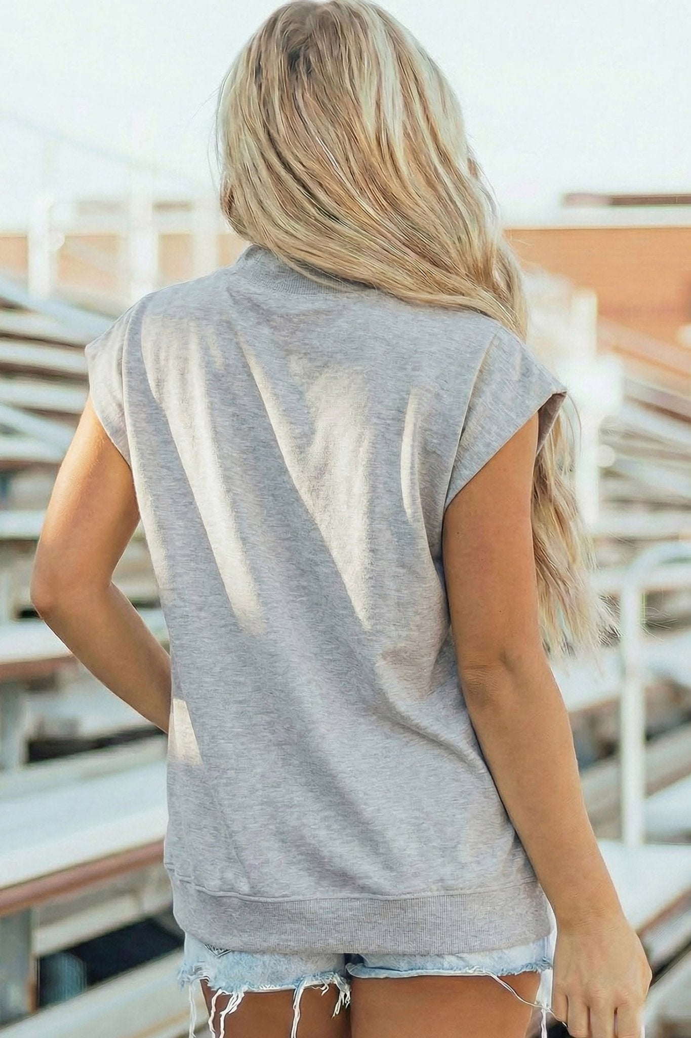 Light Grey PICKLEBALL Lettering Mock Neck Short Sleeve Top - Loving It Shop