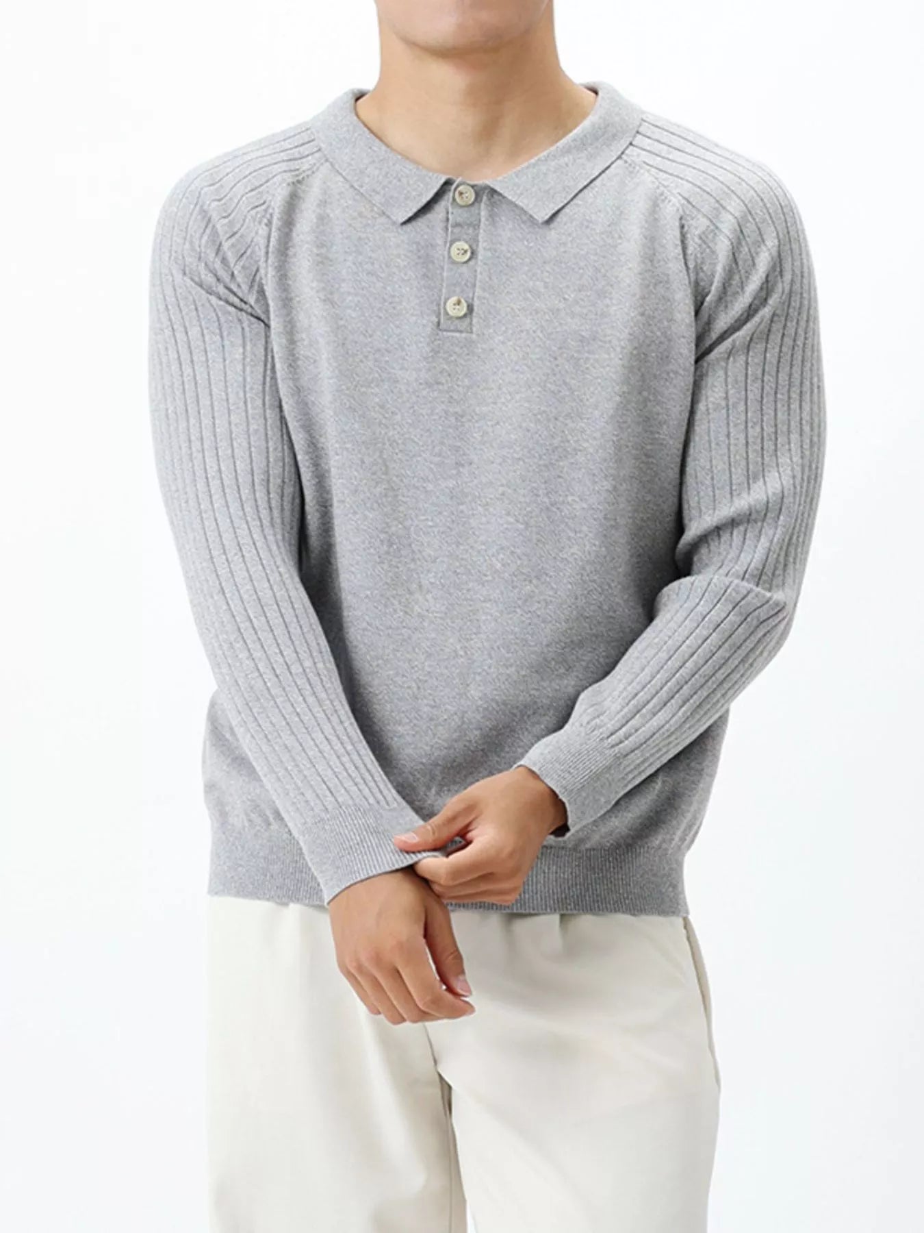 Men's Plus Size Classic Fit Ribbed Sleeve Knit Top - Loving It Shop