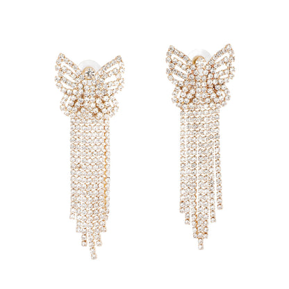 Butterfly Fringe Earrings Gold Elegant Statement Jewelry