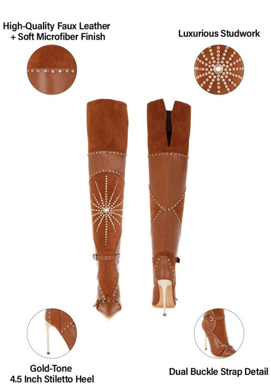 Medira Pointed Toe Embellished Stiletto Boots