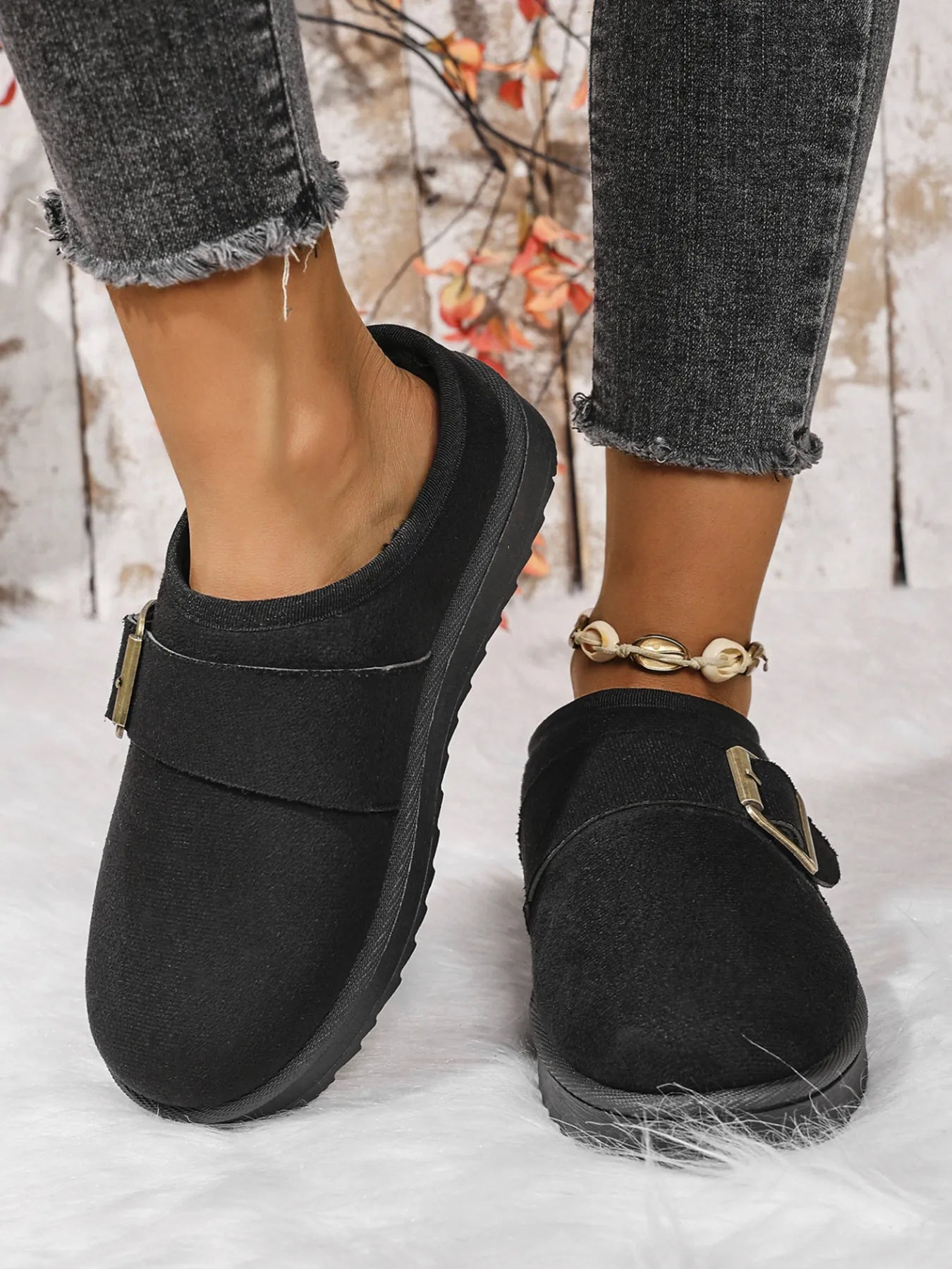Cozy Buckle Suede Winter Slippers - Loving It Shop