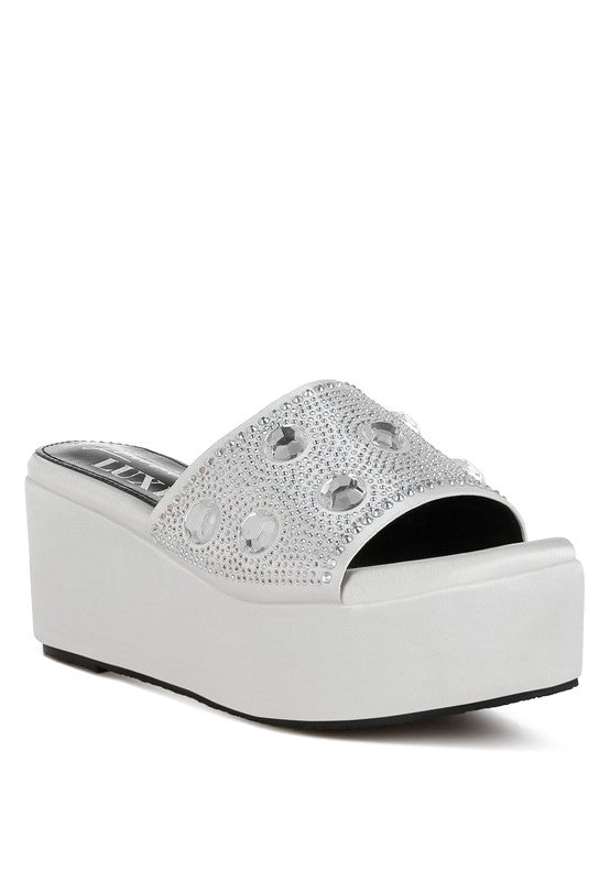 Meta charts Diamante & Rhinestone Flatform Sandals