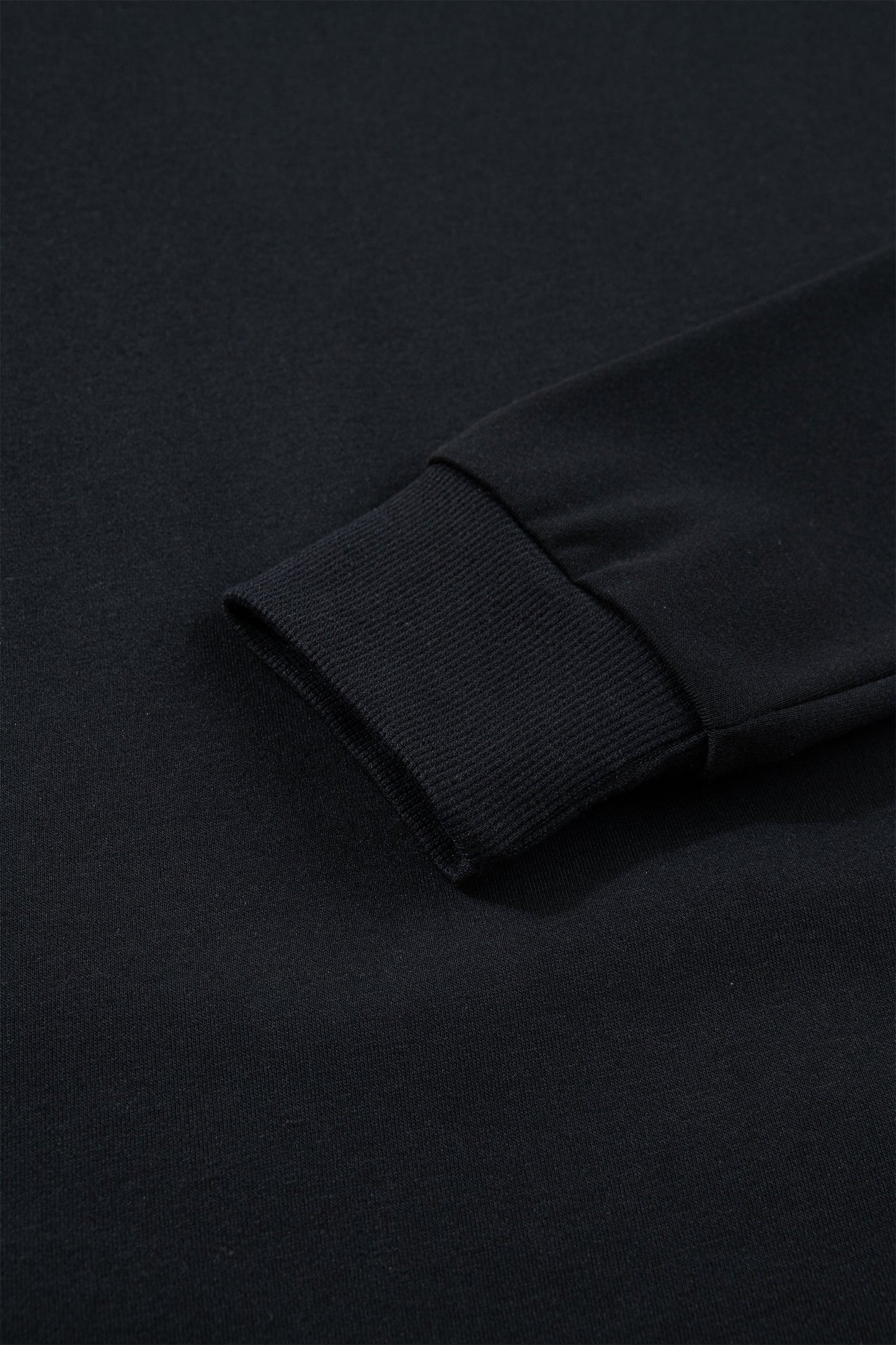 Black Solid Color Dropped Shoulder Long Sleeve Top