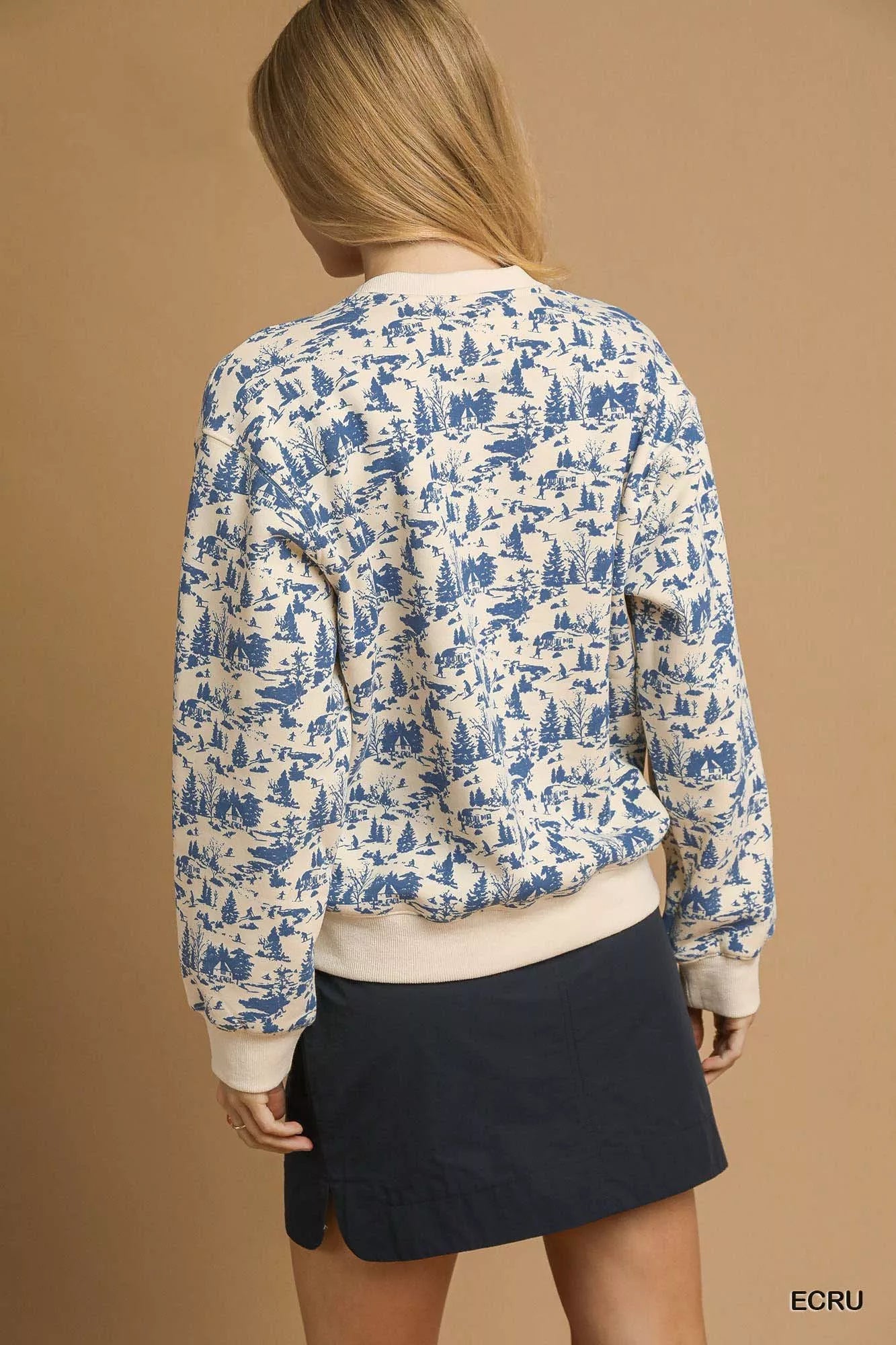 Scenic Print Cropped Sweatshirt