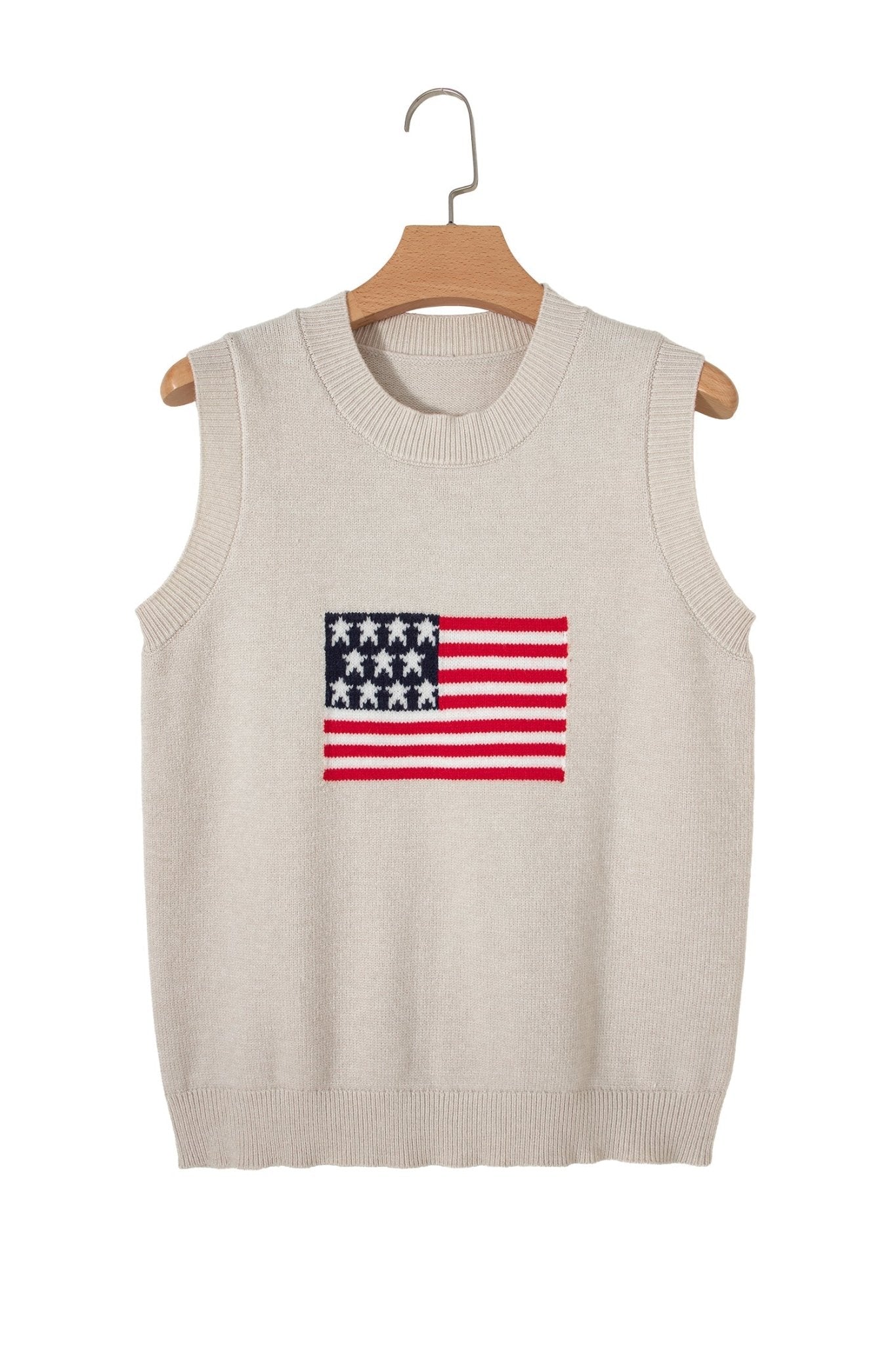 Parchment American Flag Sleeveless Sweater - Loving It Shop