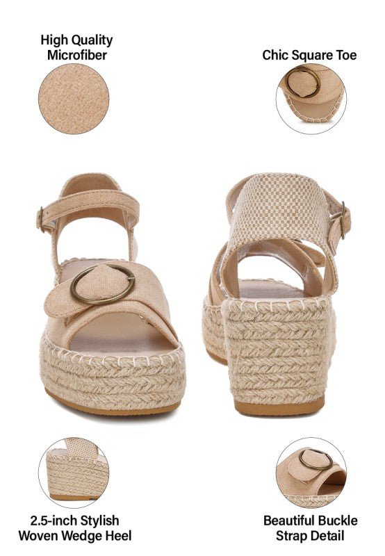Amilta Buckle Detail Espadrille Wedges - Loving It Shop