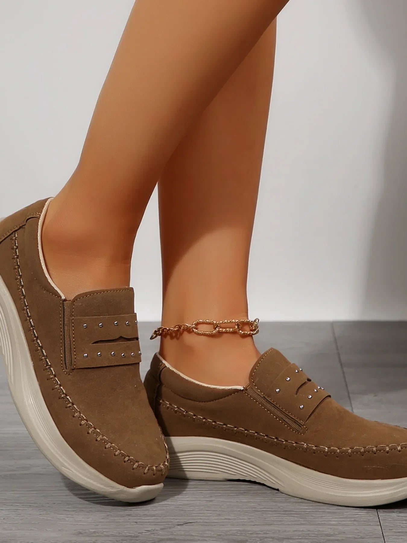 Studded Round Toe Platform Slip - Ons - Loving It Shop