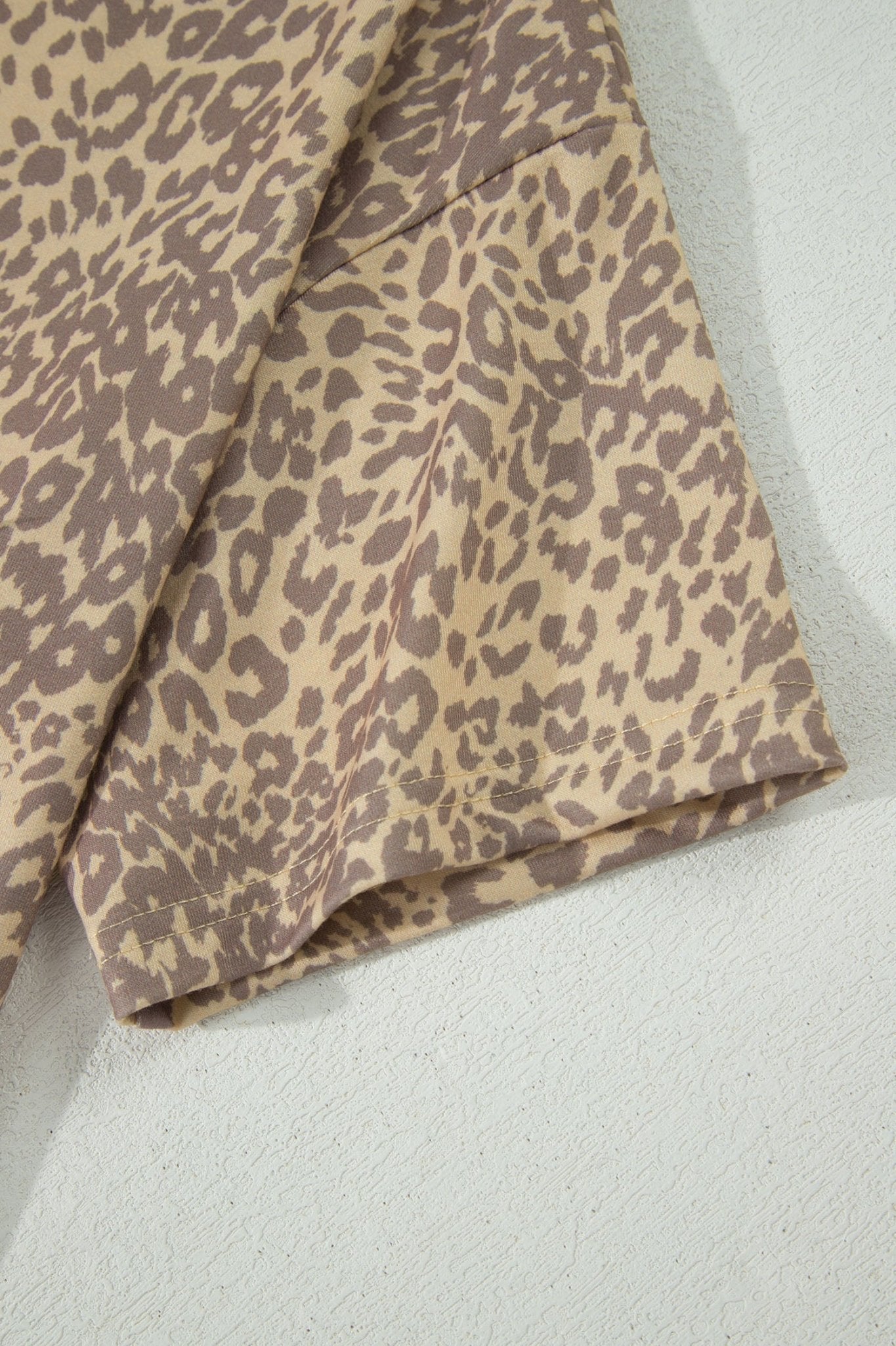 Khaki Leopard Retro Studded Star Patch Loose Tee - Loving It Shop