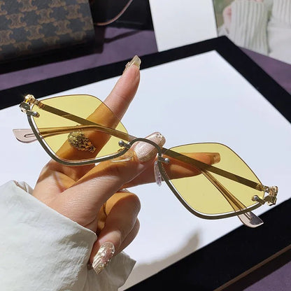 Cat Eye Sunglasses with Gold Metal Frame - Loving It Shop