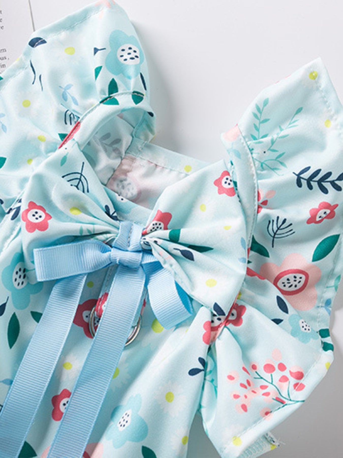 Floral Print Bow Decor Pet Dress - Loving It Shop