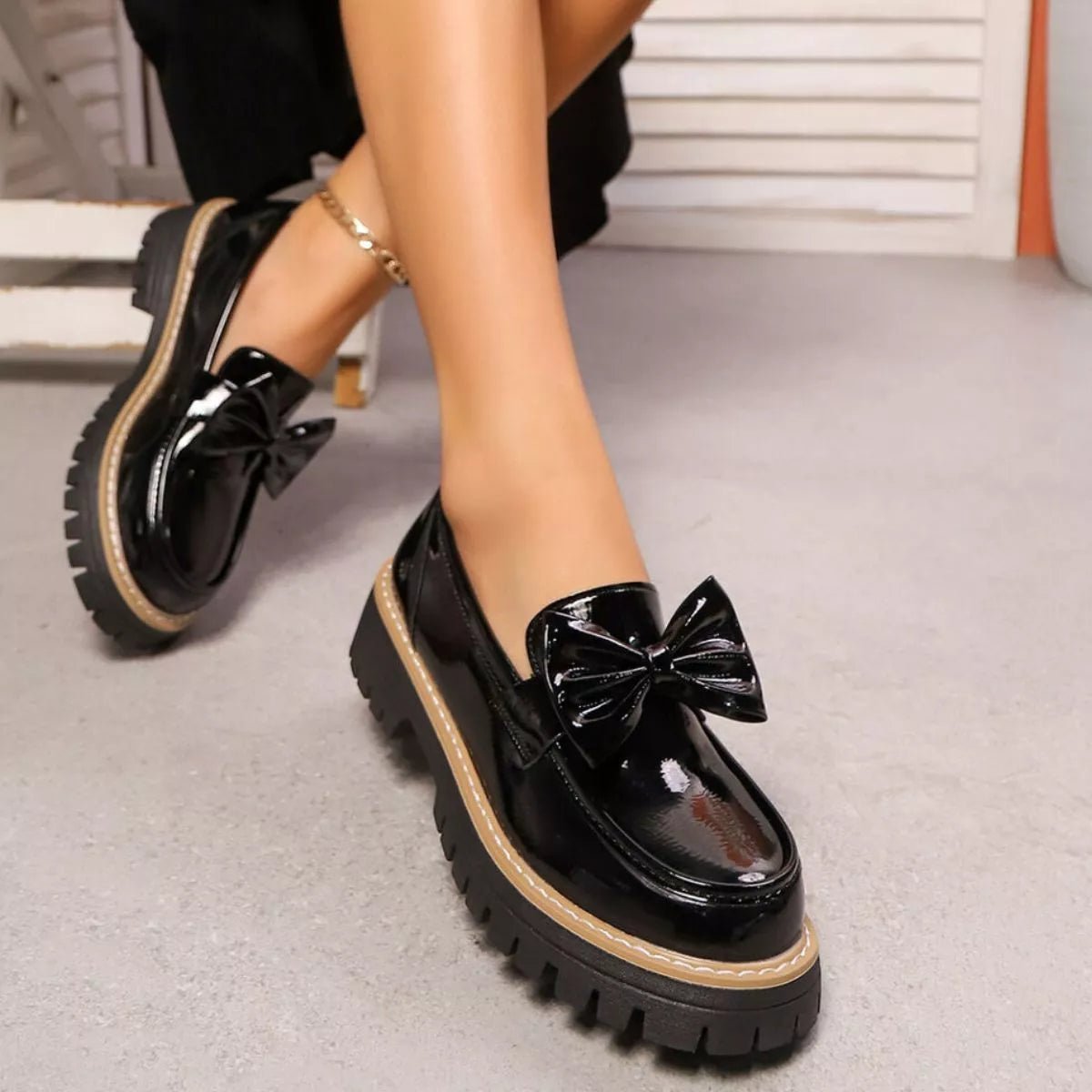 Bow Decor Chunky Loafers - Loving It Shop