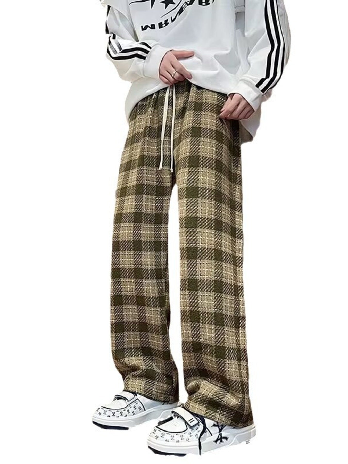 Men's Plus Size Vintage Plaid Wide Leg Pants