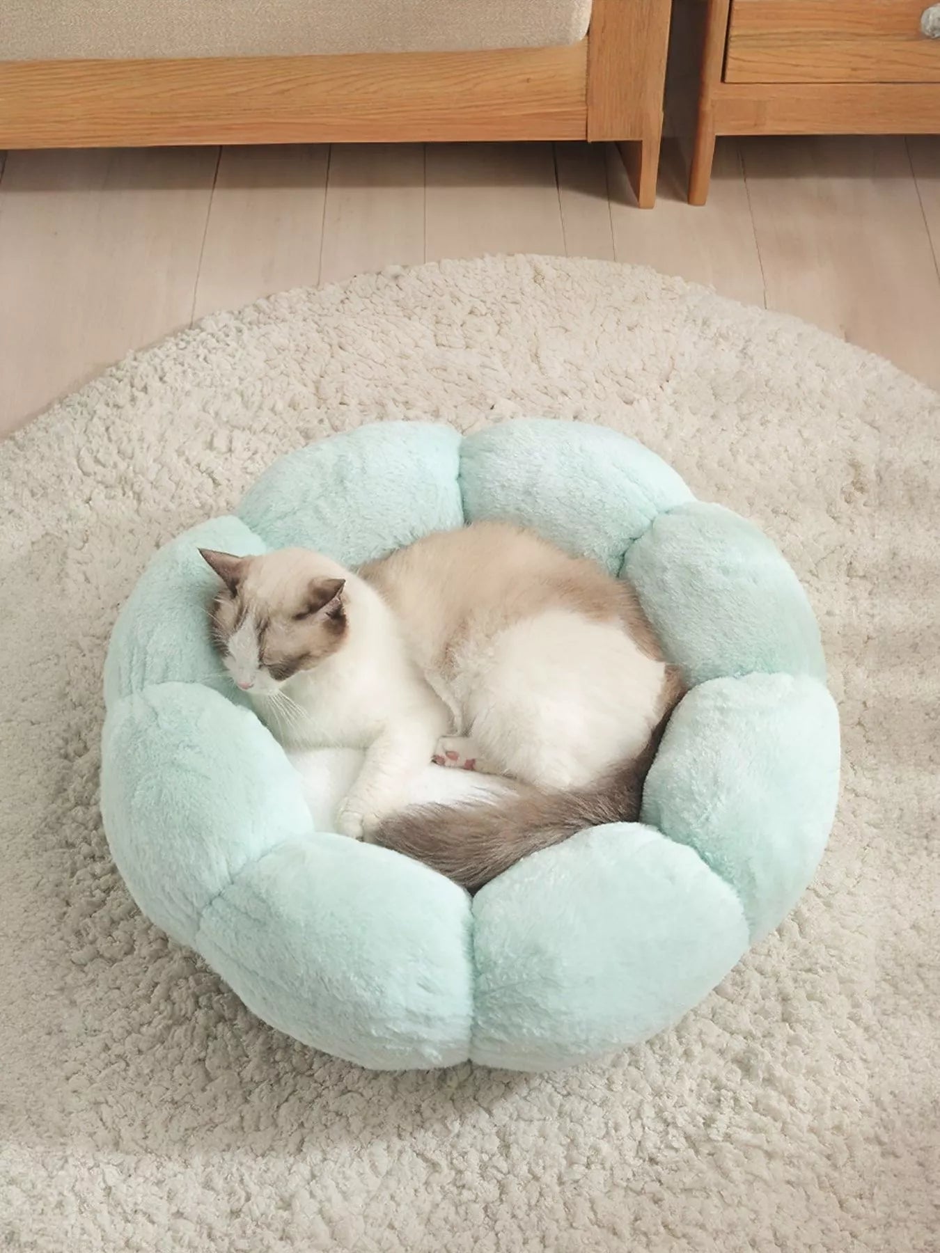 Round Plush Pet Nest with Cloud Pillow - Loving It Shop