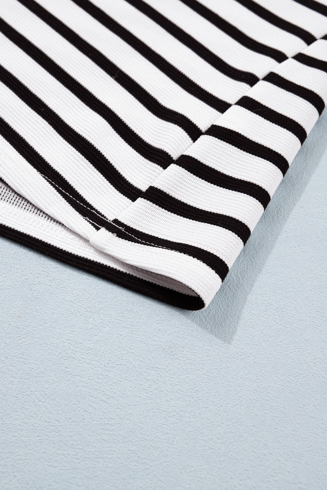 Black Stripe Short Puff Sleeve Color Block Polo Collar Blouse - Loving It Shop