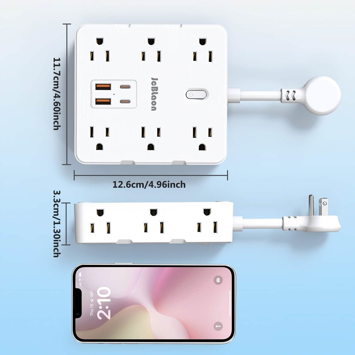16-in-1 Power Strip – 12 AC Outlets &amp; 4 USB Ports, White