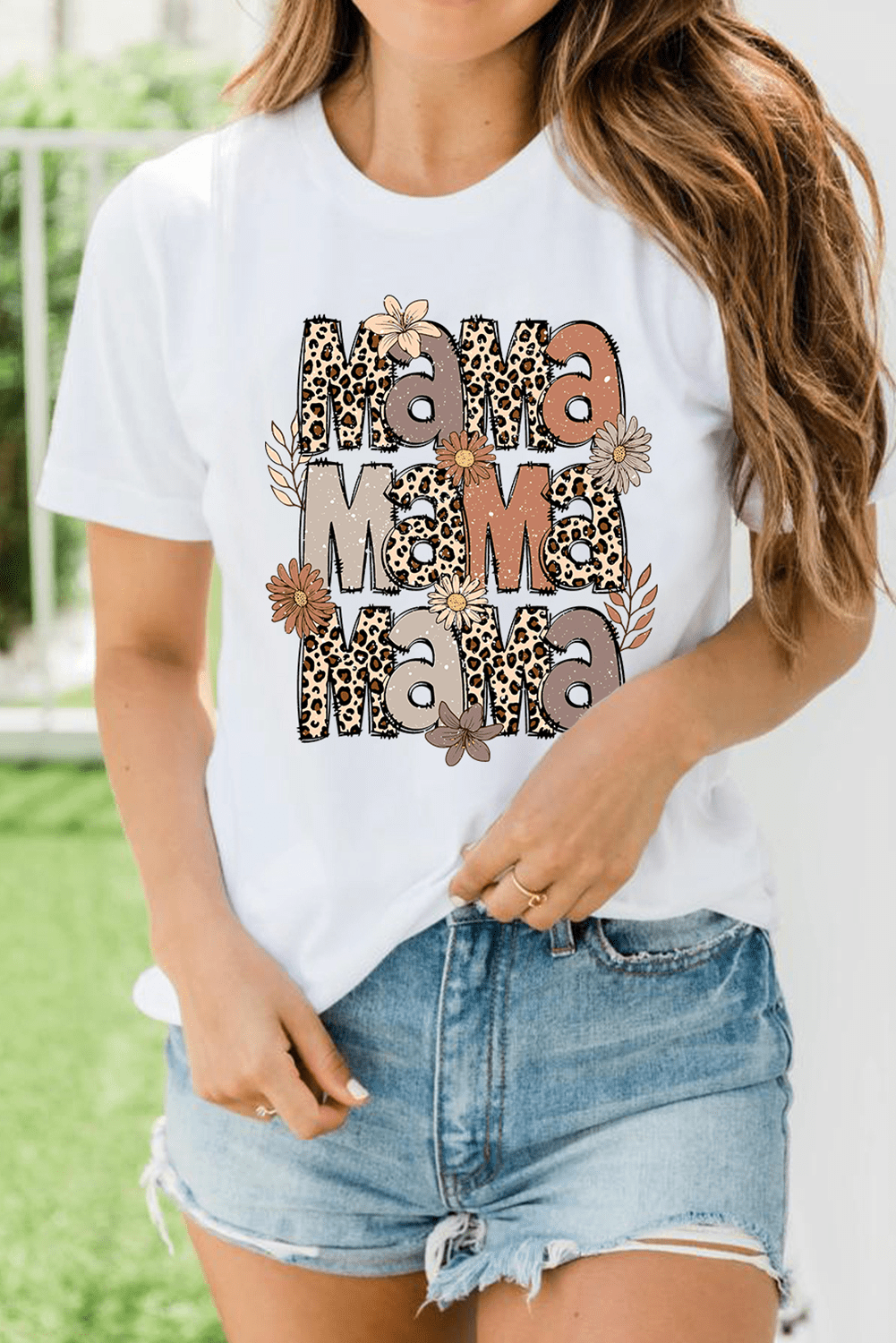 White Floral Leopard MaMa Graphic Mothers Day T Shirt - Loving It Shop