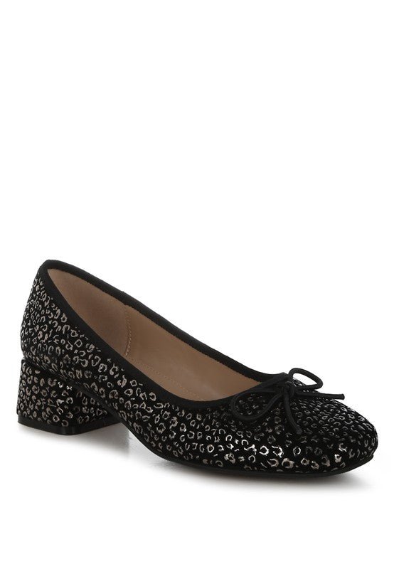 Ningen Leopard Print Block Heel Ballerinas - Loving It Shop