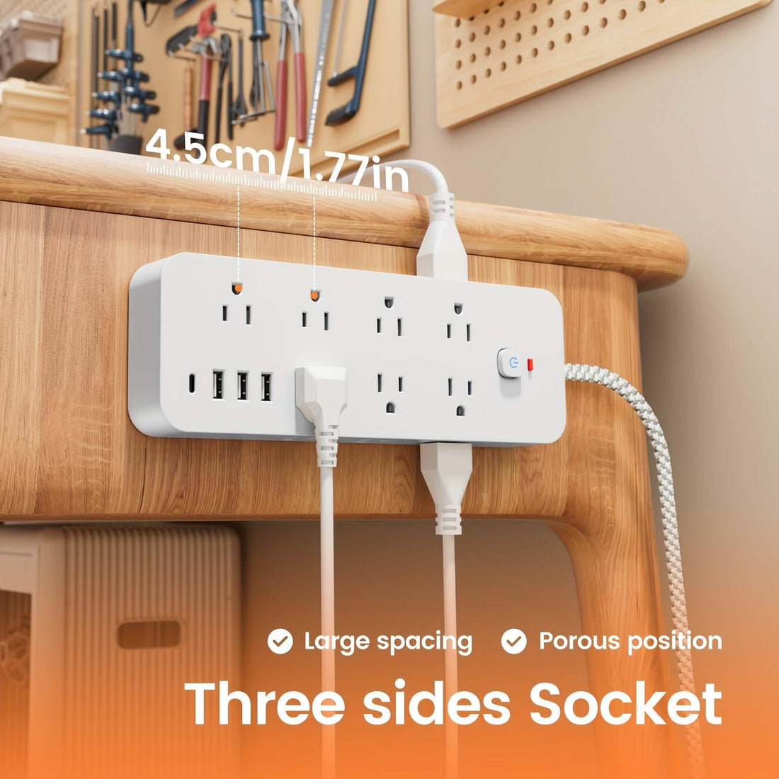18-Outlet Power Strip with USB &amp; Type-C – Surge Protection