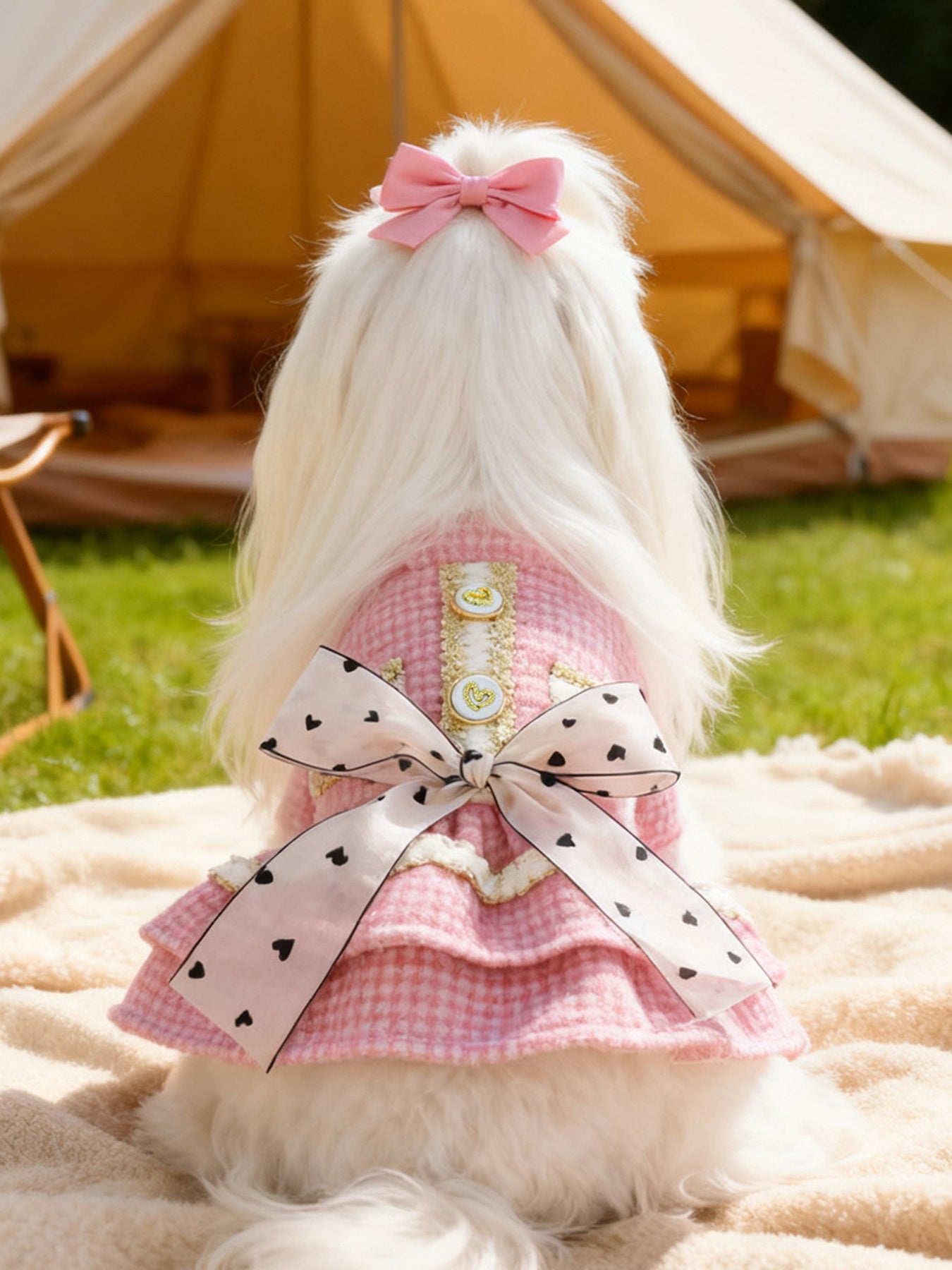 Plaid Ruffle Pet Dress with Bow - Loving It Shop