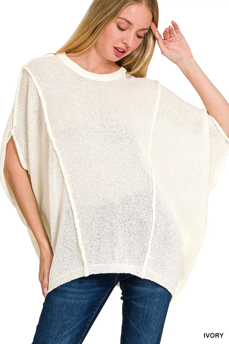 Drop Shoulder Short Sleeve Knit Top