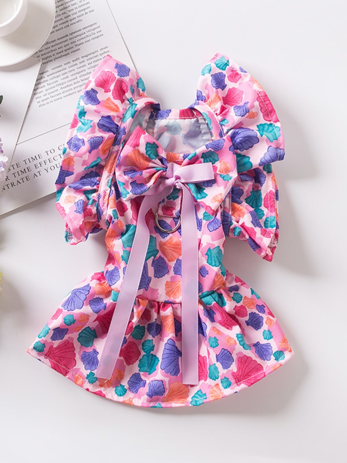 Floral Print Bow Decor Pet Dress - Loving It Shop