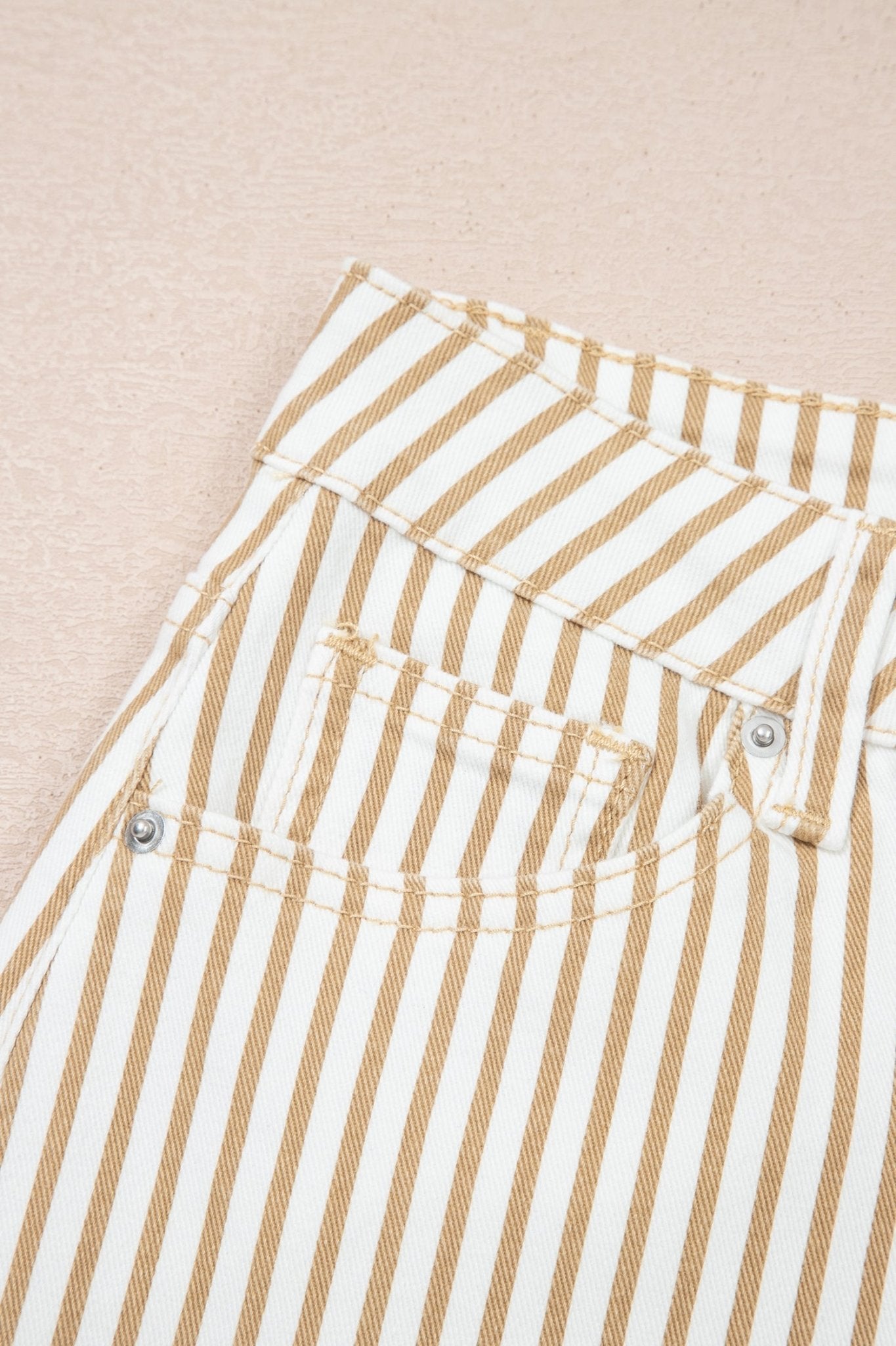 Khaki Stripe Casual Barrel Jeans - Loving It Shop