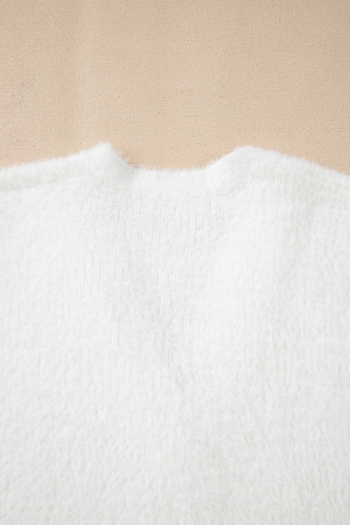 White Fuzzy Buttoned Front Midi Solid Cardigan