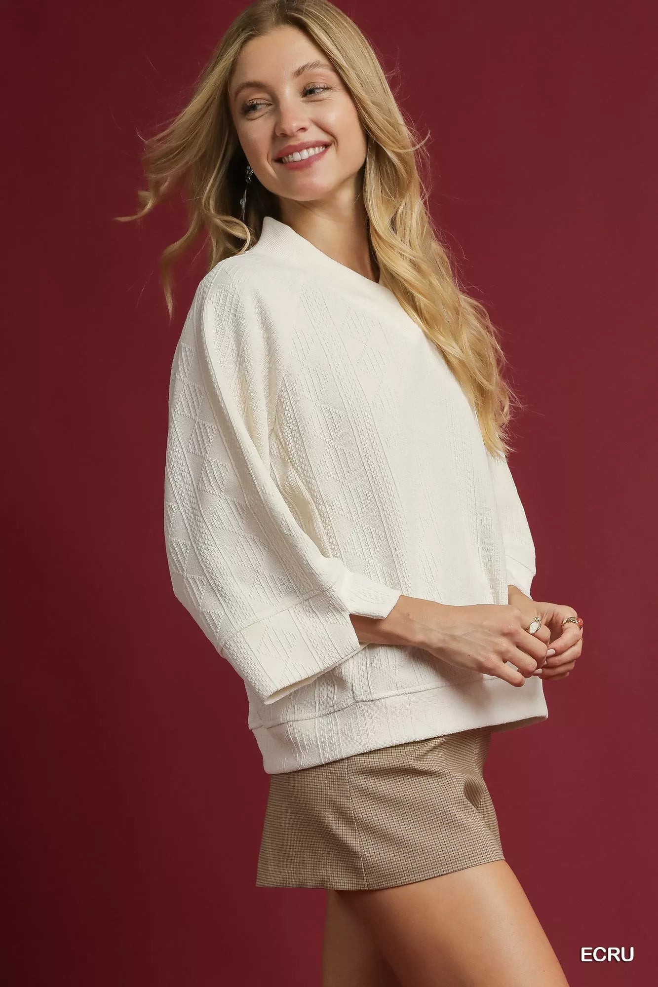 Textured Knit V-Neck Top