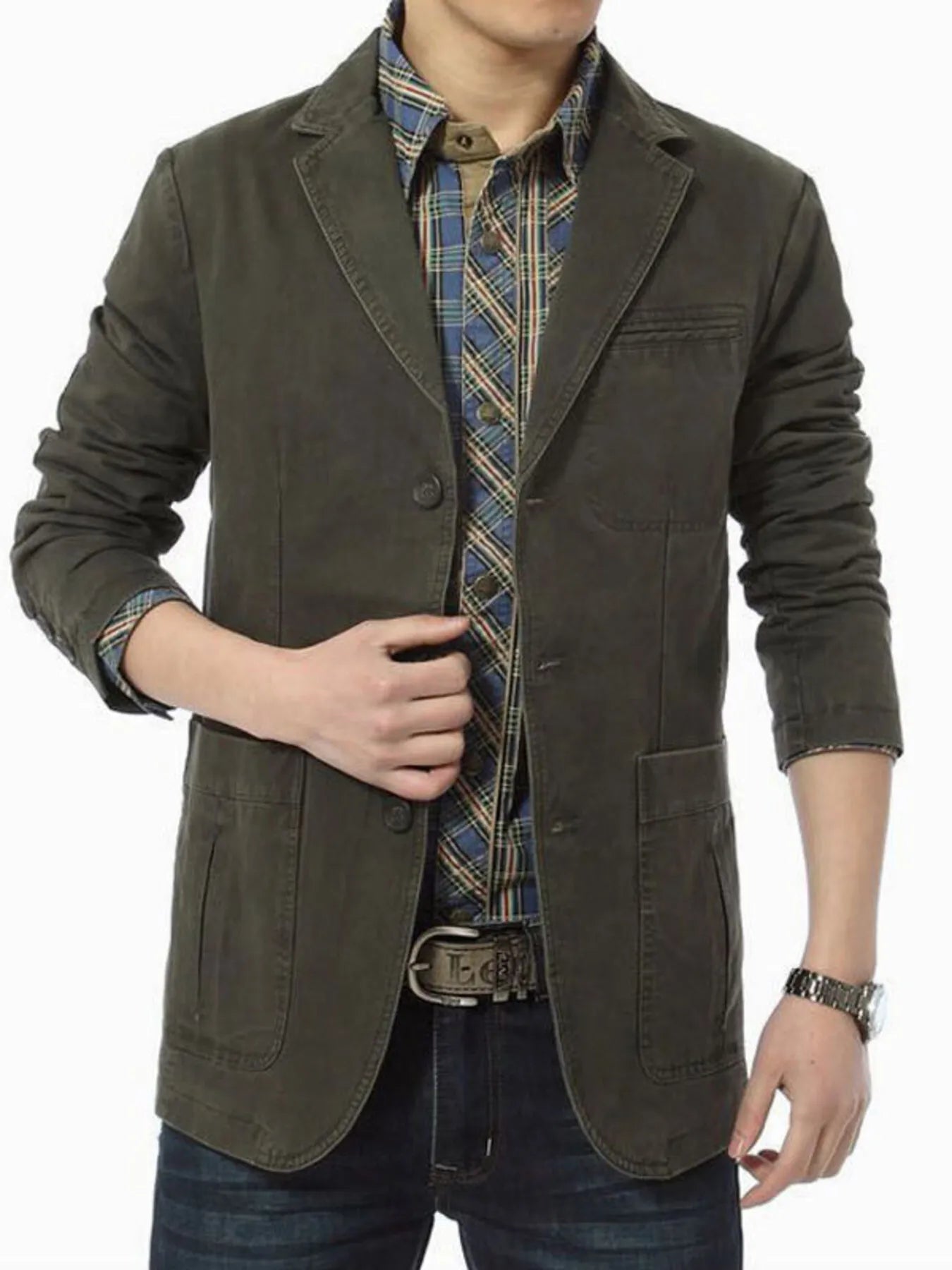 Men's Plus Size Lapel Collar Button Up Blazer - Loving It Shop
