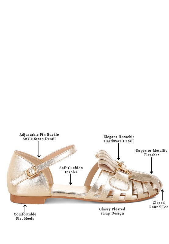 Noori Metallic Fringe Flat Sandals
