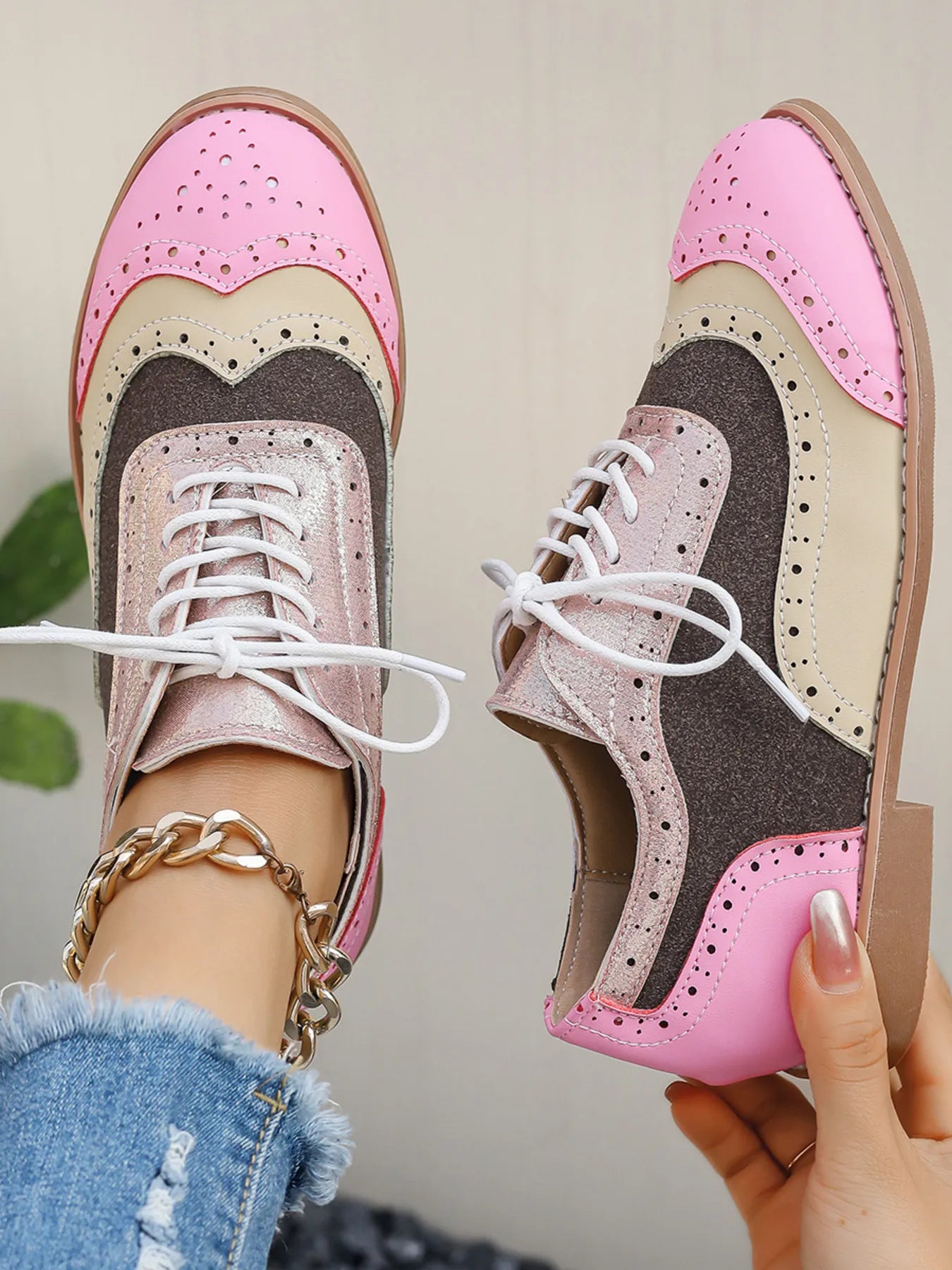 Round Toe Flats Color Block Loafers - Loving It Shop