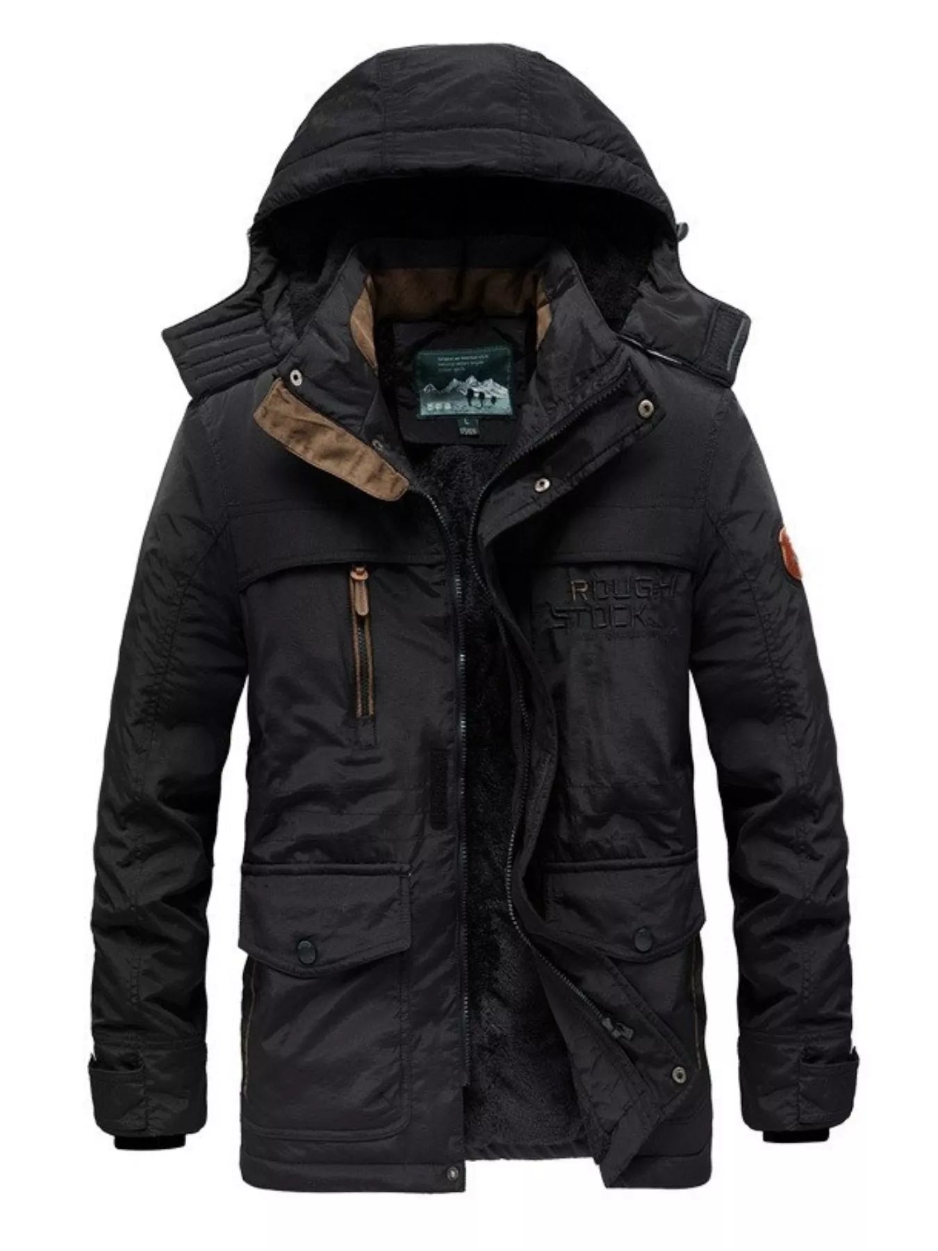 Men's Plus Size Winter Zip Up Hooded Parka Jacket