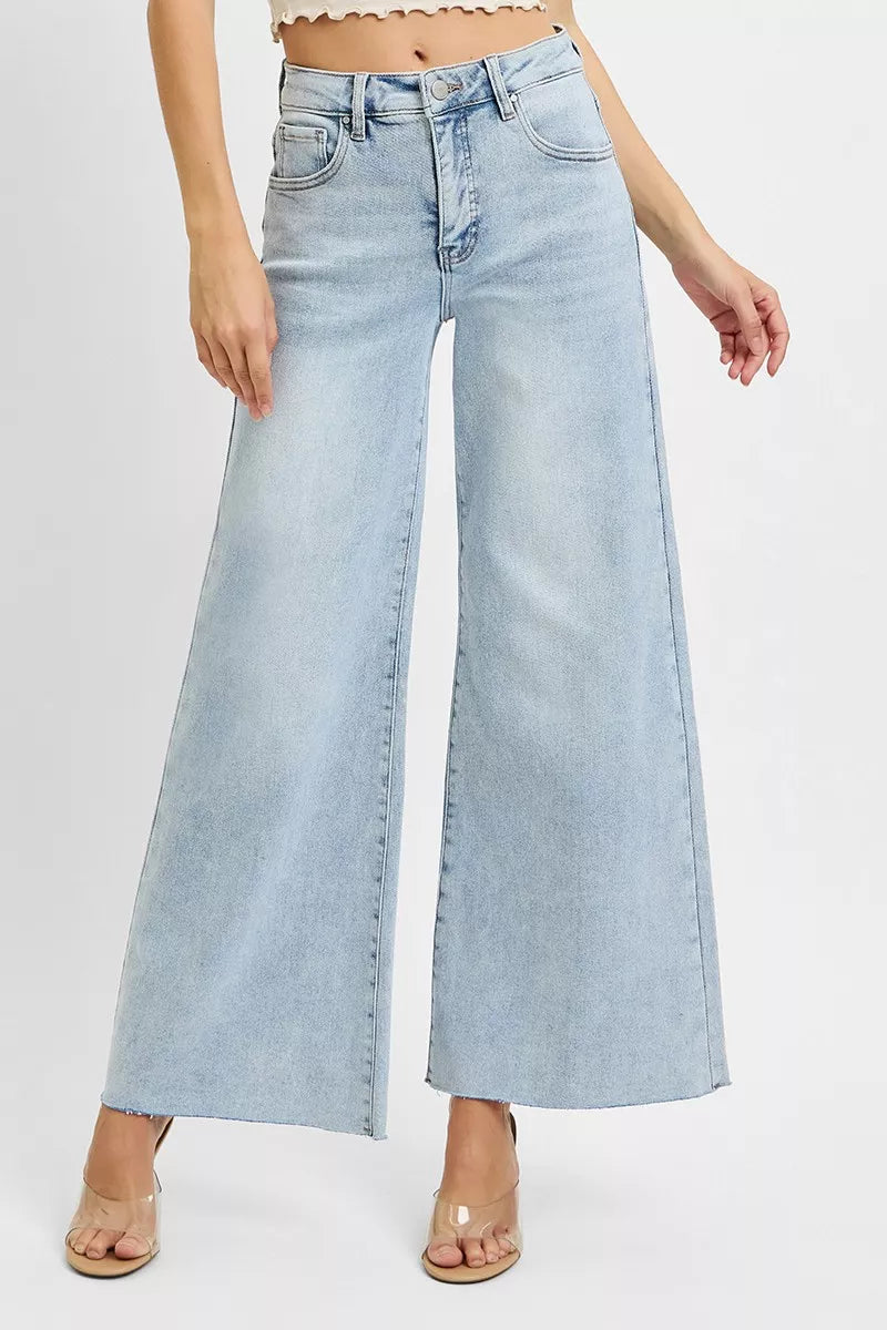 Full Size High Rise Ankle Wide Palazzo Jeans Plus Size