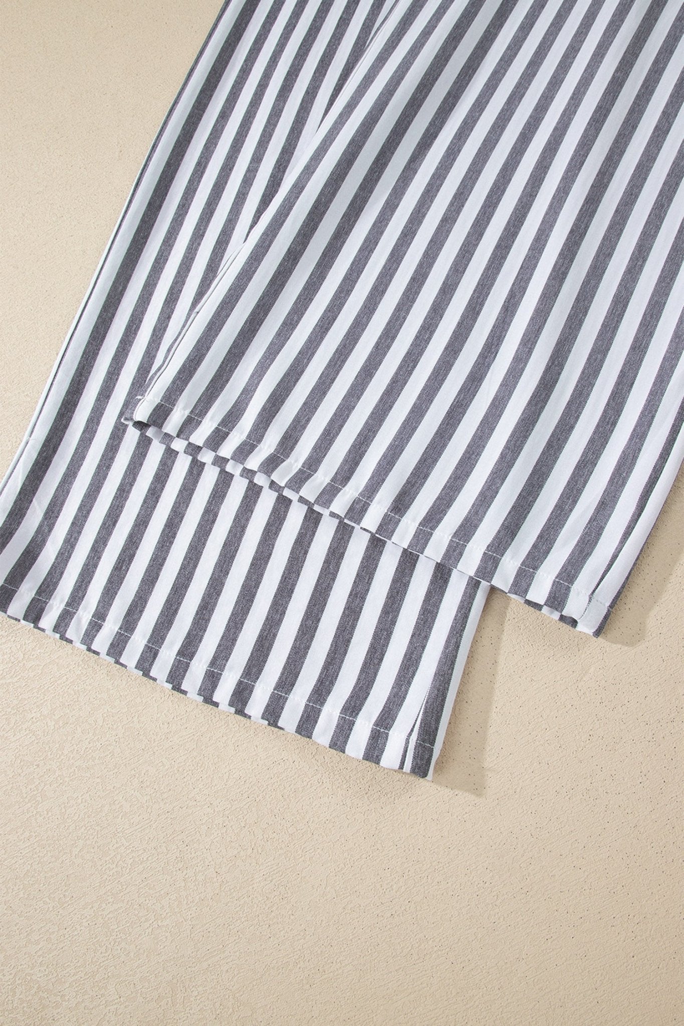 Black Stripe Shirred High Waist Loose Summer Pants - Loving It Shop