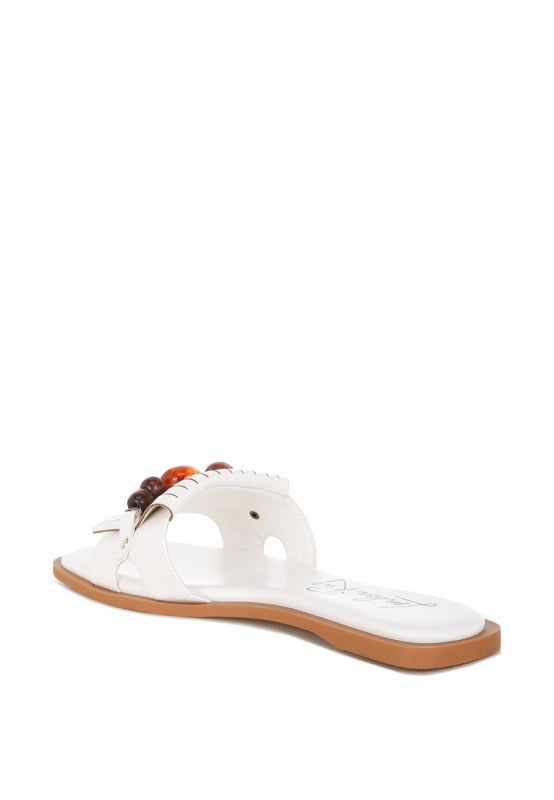 Nakasa Beaded Faux Leather Slip Ons