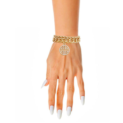 Charm Bracelet Double Layer Gold Greek Stylish Statement Jewelry