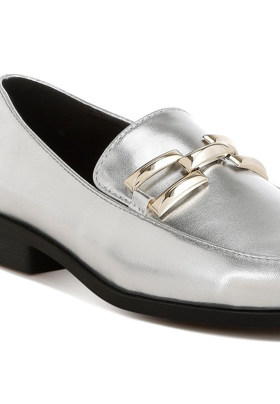 Melucine Metallic Horsebit Detail Loafers