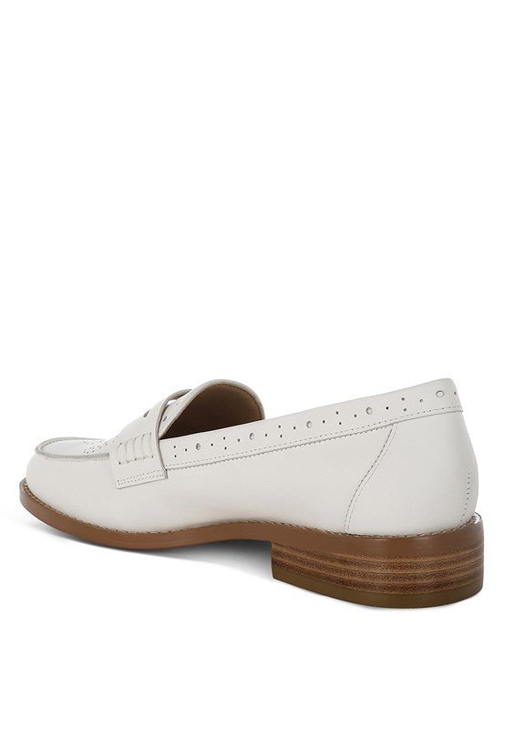 Clotilda Perforated Low Heel Loafers - Loving It Shop