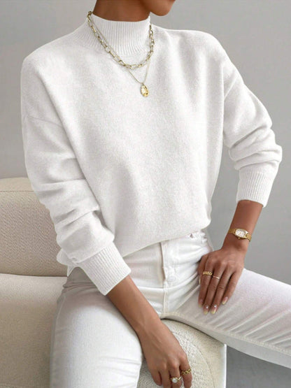 Autumn And Winter Half-high Collar Pullover Women&