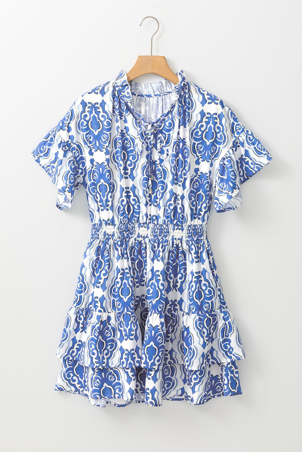 Ashleigh Blue Vintage Floral Print Wide Ruffled Sleeve Dress - Loving It Shop