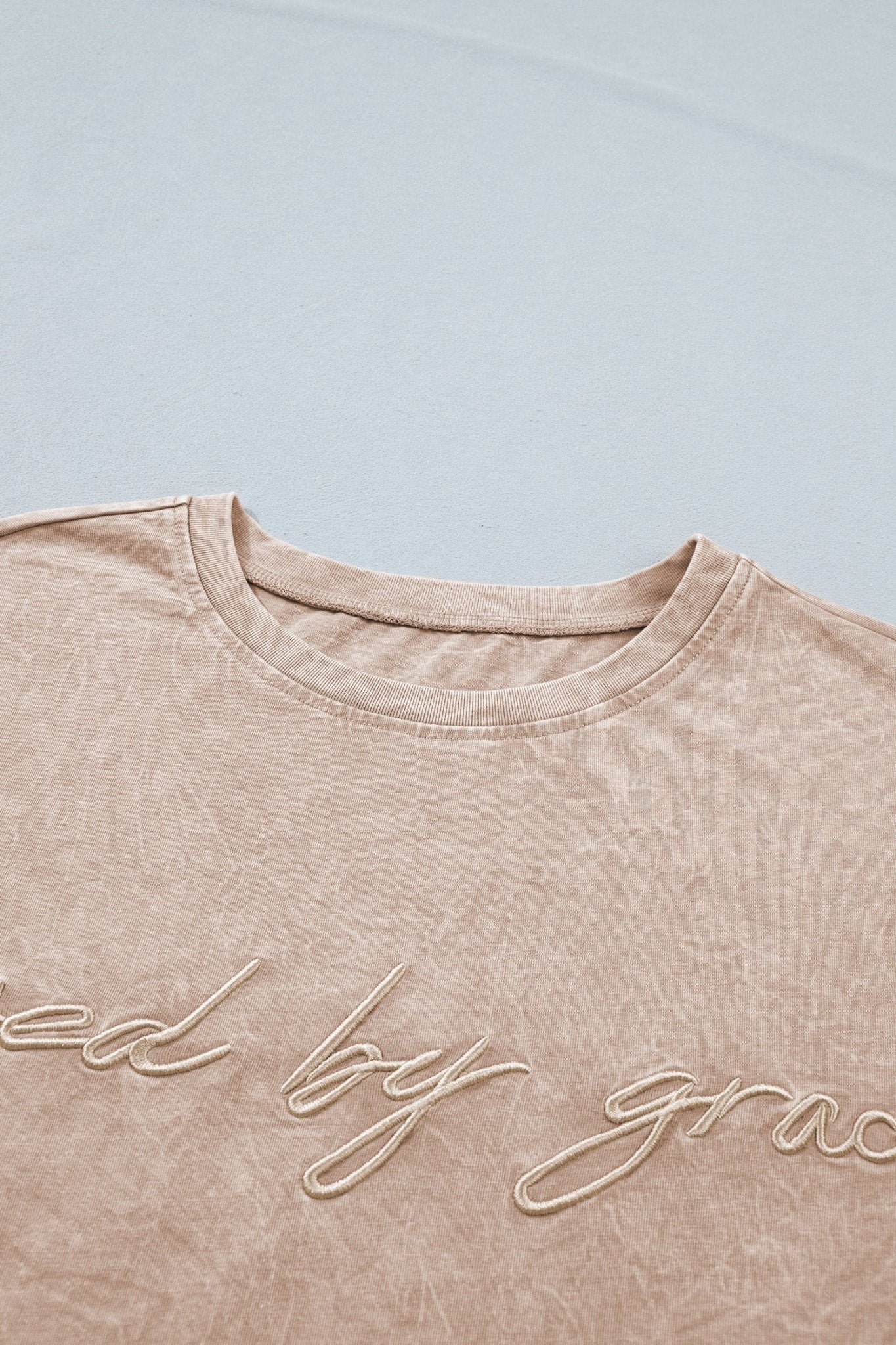 Casual saved by grace Mineral Washed Cotton T Shirt - Loving It Shop