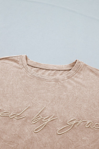 Casual saved by grace Mineral Washed Cotton T Shirt - Loving It Shop