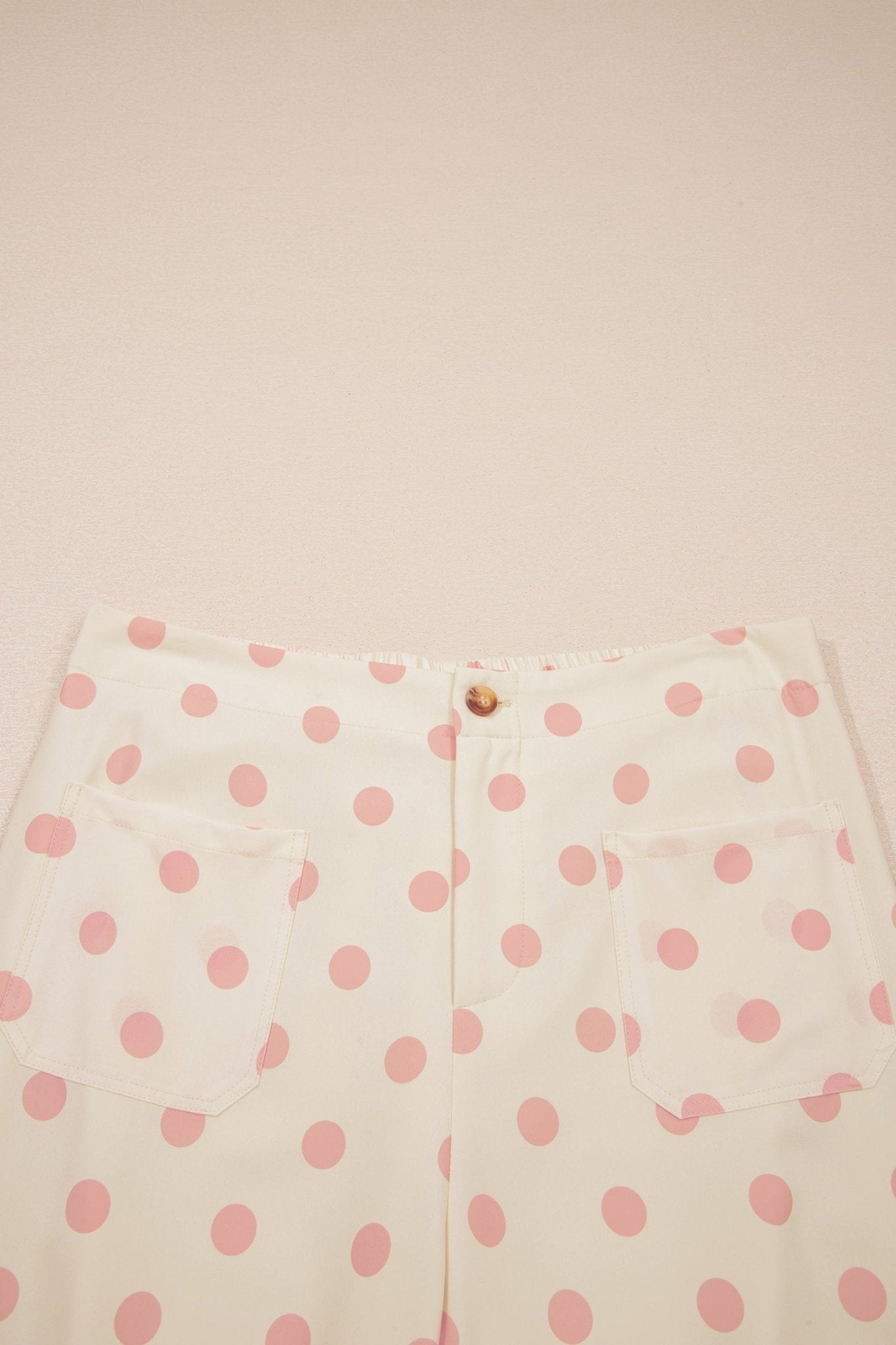 White Polka Dot Print Patched Pocket Loose Pants - Loving It Shop