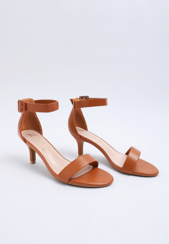 Feruda Faux Leather Kitten Heel Sandals