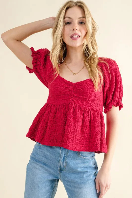 Lovely Textured and Smocked Top