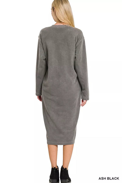 Soft Fleece Pigment Dye Sweatshirts Dress