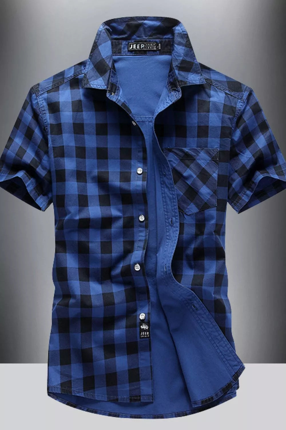 Men's Plus Size Classic Plaid Short Sleeve Shirt